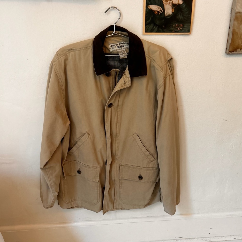 VTG GAP HUNTING COAT outdoor winter cotton + leather collared Men's Tan Jacket